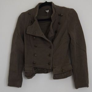 Free People Olive Green Fitted Military Jacket
